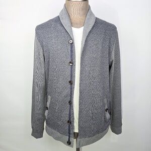 Ted Baker London Men's Sz. 5/XL Gray Shawl Collar Button-Front Cardigan Sweater